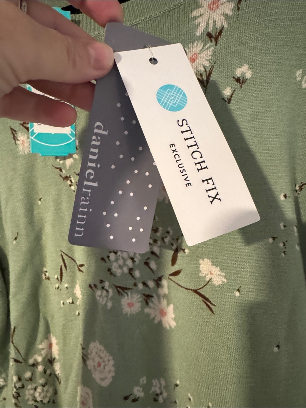 Daniel Rainn Sage Green Floral Crew Sweater - Picture 2 of 5